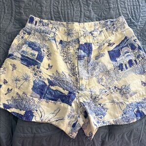 Farm Rio x Anthropologie Antique Print Linen blend Shorts - small
